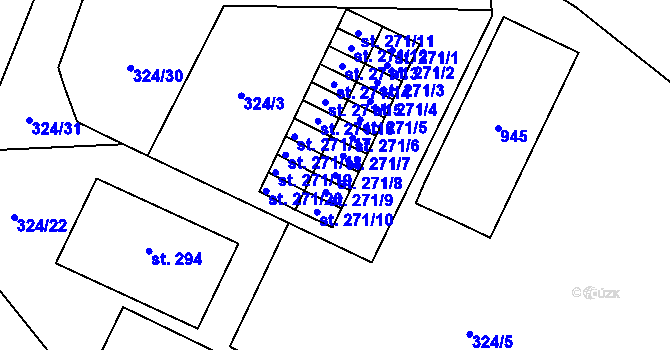 Parcela st. 271/8 v KÚ Dolní Litvínov, Katastrální mapa