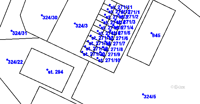 Parcela st. 271/9 v KÚ Dolní Litvínov, Katastrální mapa