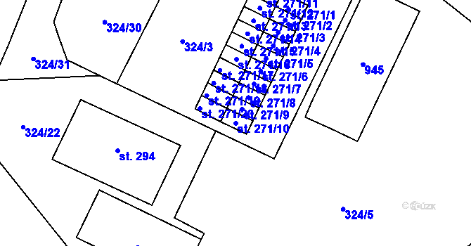 Parcela st. 271/10 v KÚ Dolní Litvínov, Katastrální mapa