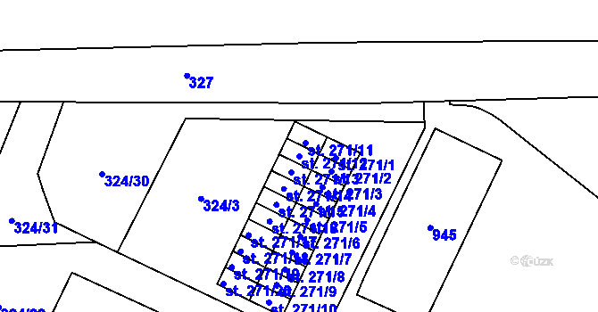 Parcela st. 271/12 v KÚ Dolní Litvínov, Katastrální mapa
