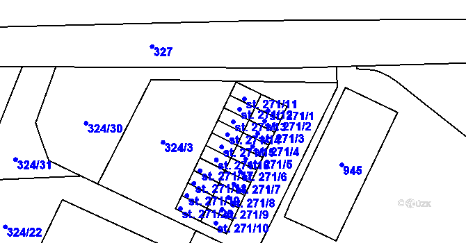 Parcela st. 271/13 v KÚ Dolní Litvínov, Katastrální mapa
