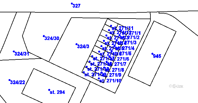 Parcela st. 271/16 v KÚ Dolní Litvínov, Katastrální mapa