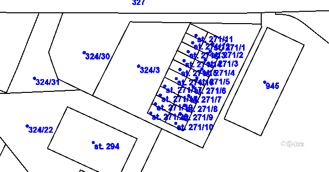Parcela st. 271/17 v KÚ Dolní Litvínov, Katastrální mapa