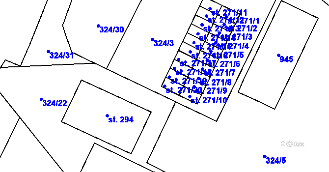Parcela st. 271/20 v KÚ Dolní Litvínov, Katastrální mapa