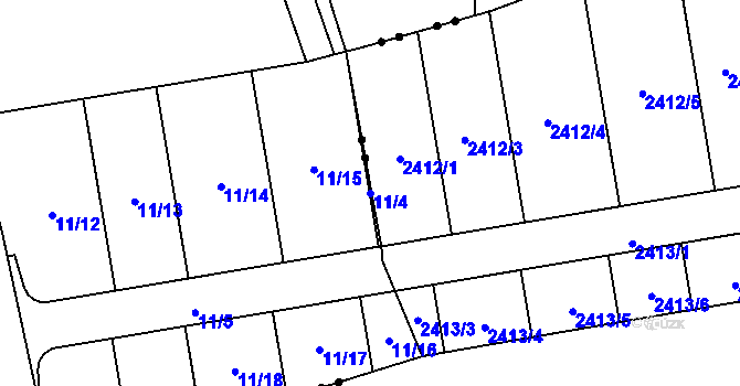 Parcela st. 11/4 v KÚ Chudeřín u Litvínova, Katastrální mapa