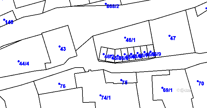Parcela st. 46/2 v KÚ Chudeřín u Litvínova, Katastrální mapa