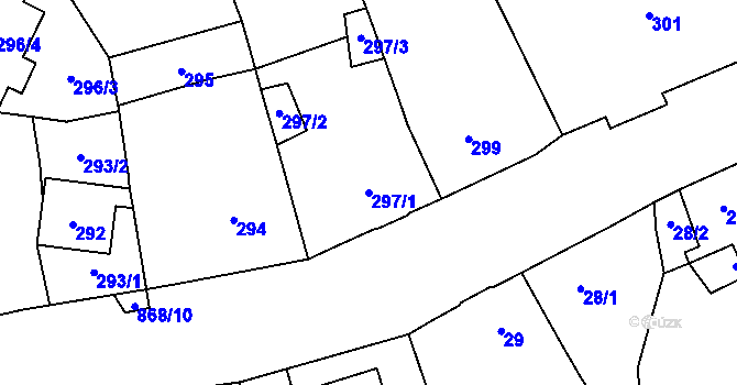 Parcela st. 297/1 v KÚ Chudeřín u Litvínova, Katastrální mapa