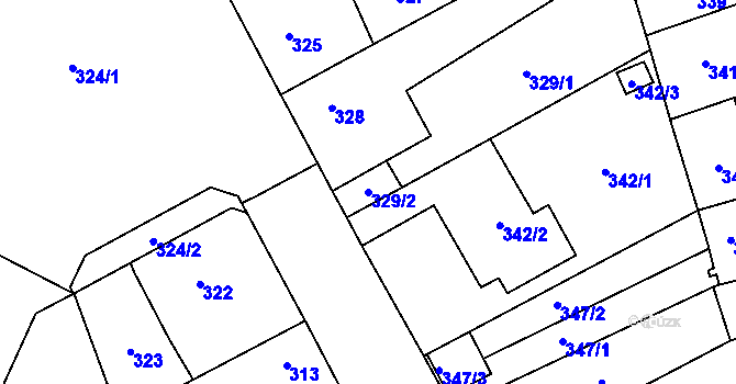 Parcela st. 329/2 v KÚ Chudeřín u Litvínova, Katastrální mapa