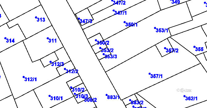 Parcela st. 353/3 v KÚ Chudeřín u Litvínova, Katastrální mapa