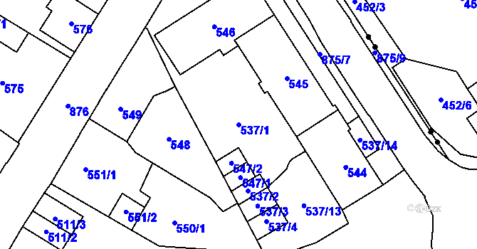 Parcela st. 537/1 v KÚ Chudeřín u Litvínova, Katastrální mapa