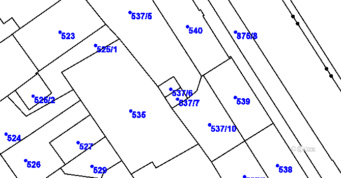 Parcela st. 537/6 v KÚ Chudeřín u Litvínova, Katastrální mapa