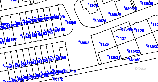 Parcela st. 680/2 v KÚ Chudeřín u Litvínova, Katastrální mapa