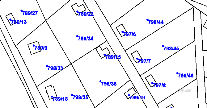 Parcela st. 789/15 v KÚ Chudeřín u Litvínova, Katastrální mapa