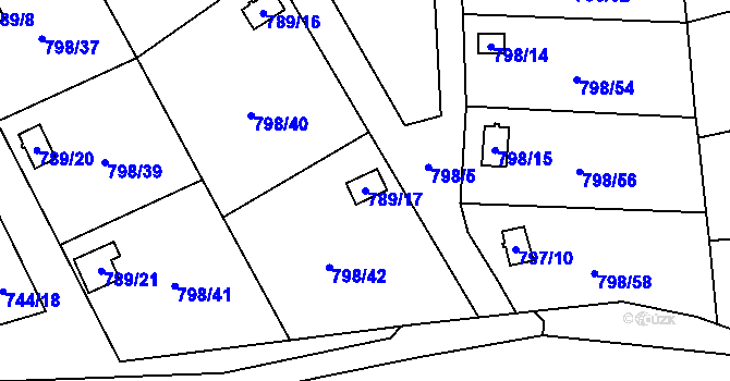 Parcela st. 789/17 v KÚ Chudeřín u Litvínova, Katastrální mapa