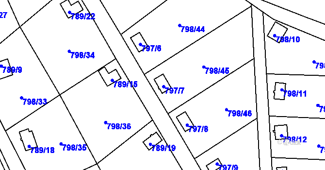 Parcela st. 797/7 v KÚ Chudeřín u Litvínova, Katastrální mapa