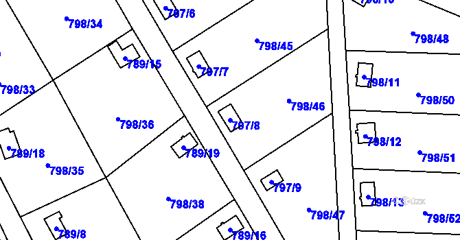 Parcela st. 797/8 v KÚ Chudeřín u Litvínova, Katastrální mapa