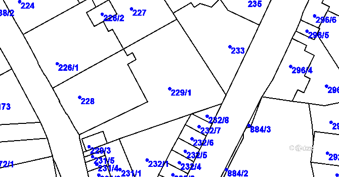 Parcela st. 229/1 v KÚ Chudeřín u Litvínova, Katastrální mapa