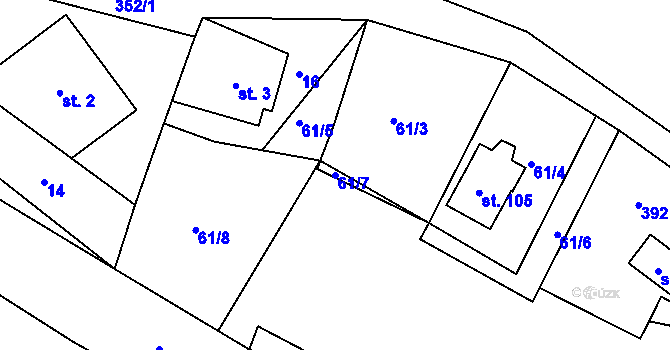 Parcela st. 61/7 v KÚ Šumná u Litvínova, Katastrální mapa