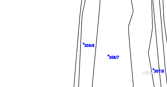 Parcela st. 308/8 v KÚ Šumná u Litvínova, Katastrální mapa