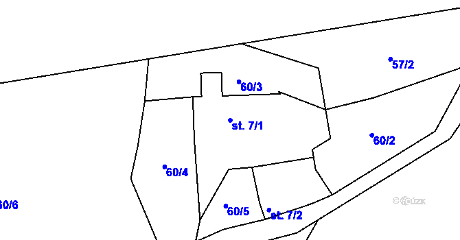 Parcela st. 7/1 v KÚ Lounice, Katastrální mapa