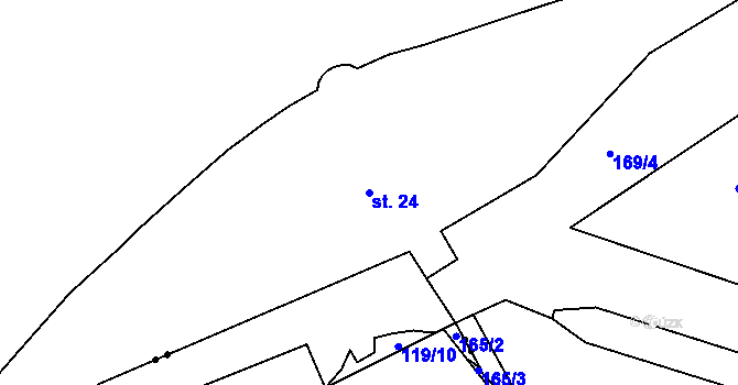 Parcela st. 24 v KÚ Lounice, Katastrální mapa