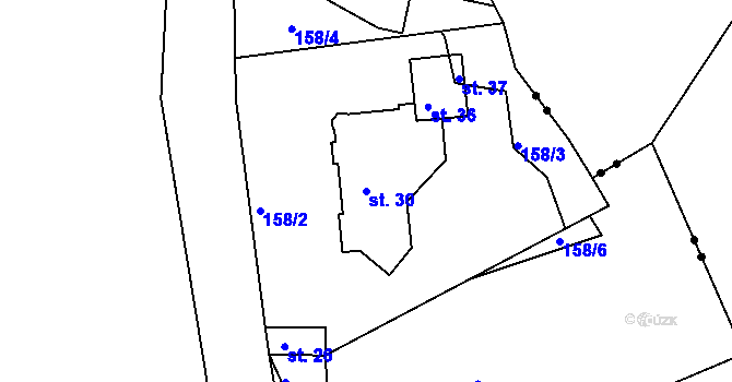 Parcela st. 30 v KÚ Lounice, Katastrální mapa