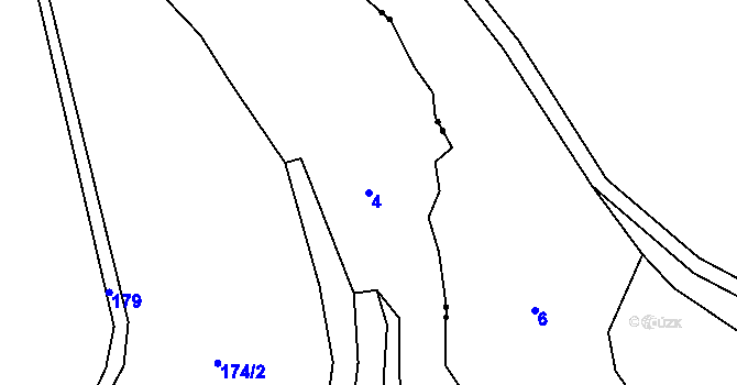 Parcela st. 4 v KÚ Lounice, Katastrální mapa