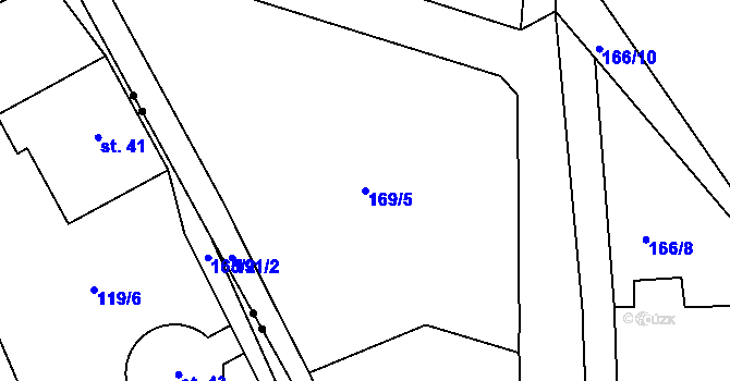 Parcela st. 169/5 v KÚ Lounice, Katastrální mapa