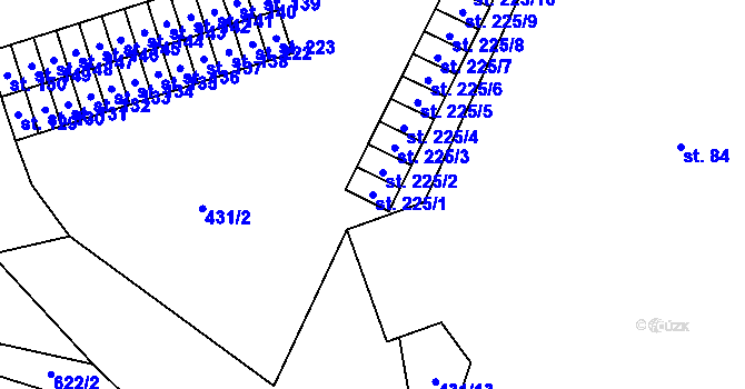 Parcela st. 225/1 v KÚ Růžodol, Katastrální mapa