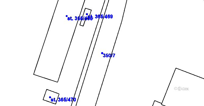Parcela st. 350/7 v KÚ Růžodol, Katastrální mapa