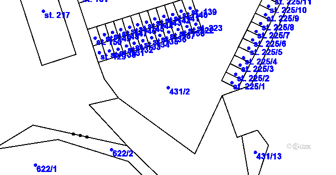 Parcela st. 431/2 v KÚ Růžodol, Katastrální mapa