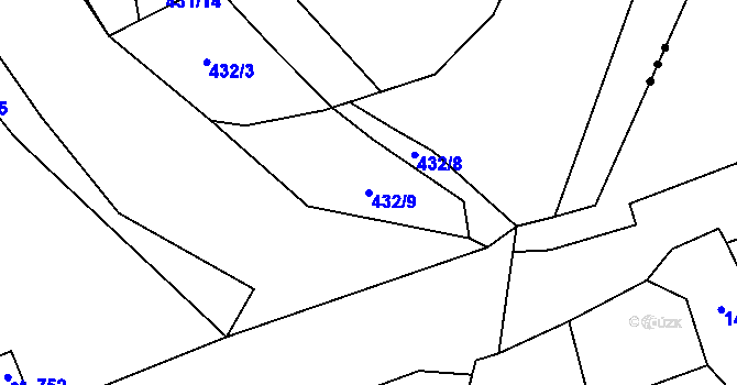 Parcela st. 432/9 v KÚ Růžodol, Katastrální mapa