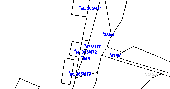 Parcela st. 475/117 v KÚ Růžodol, Katastrální mapa