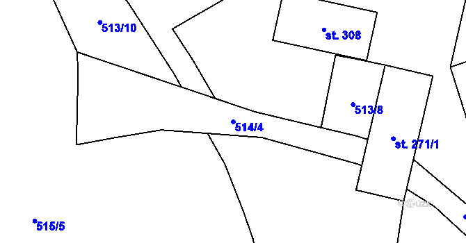 Parcela st. 514/4 v KÚ Růžodol, Katastrální mapa