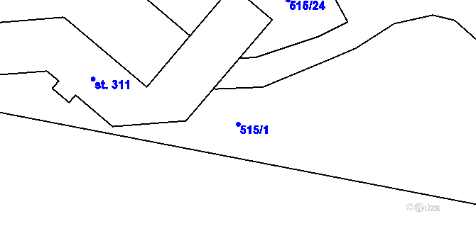 Parcela st. 515/1 v KÚ Růžodol, Katastrální mapa