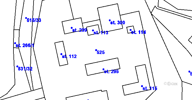 Parcela st. 525 v KÚ Růžodol, Katastrální mapa