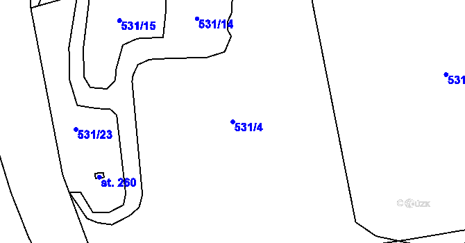 Parcela st. 531/4 v KÚ Růžodol, Katastrální mapa