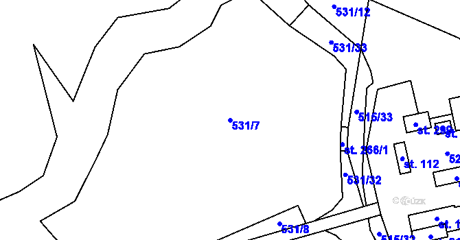 Parcela st. 531/7 v KÚ Růžodol, Katastrální mapa