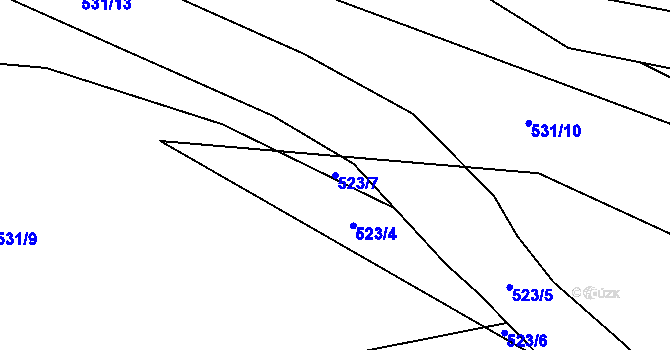 Parcela st. 523/7 v KÚ Růžodol, Katastrální mapa