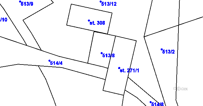 Parcela st. 513/8 v KÚ Růžodol, Katastrální mapa