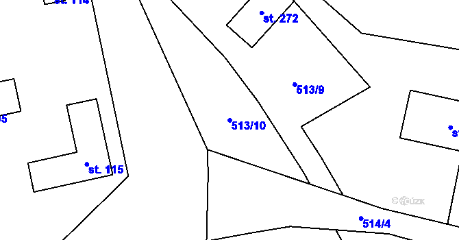 Parcela st. 513/10 v KÚ Růžodol, Katastrální mapa