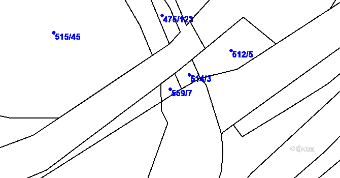 Parcela st. 559/7 v KÚ Růžodol, Katastrální mapa