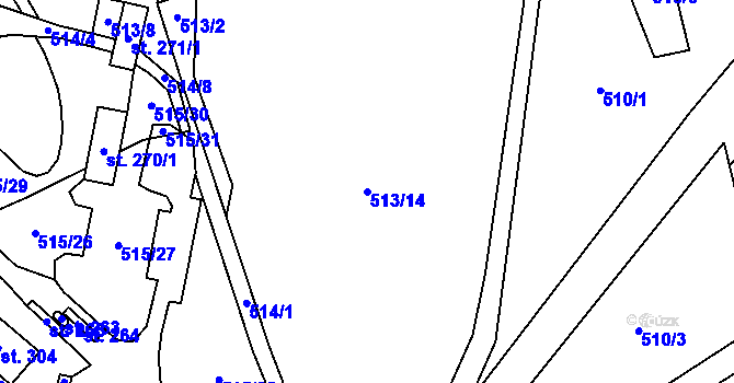 Parcela st. 513/14 v KÚ Růžodol, Katastrální mapa