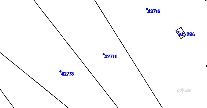 Parcela st. 427/1 v KÚ Růžodol, Katastrální mapa
