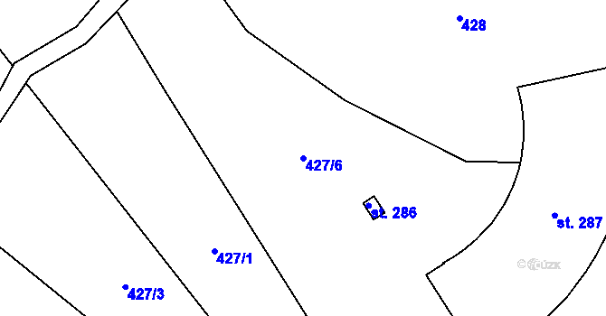 Parcela st. 427/6 v KÚ Růžodol, Katastrální mapa