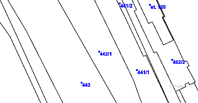 Parcela st. 442/1 v KÚ Růžodol, Katastrální mapa