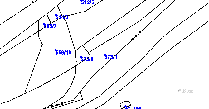 Parcela st. 573/1 v KÚ Růžodol, Katastrální mapa