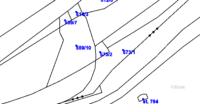 Parcela st. 573/2 v KÚ Růžodol, Katastrální mapa