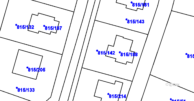 Parcela st. 815/142 v KÚ Litvínovice, Katastrální mapa
