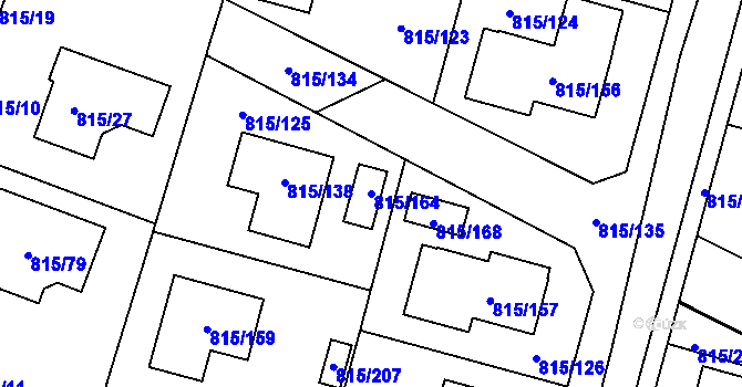 Parcela st. 815/164 v KÚ Litvínovice, Katastrální mapa